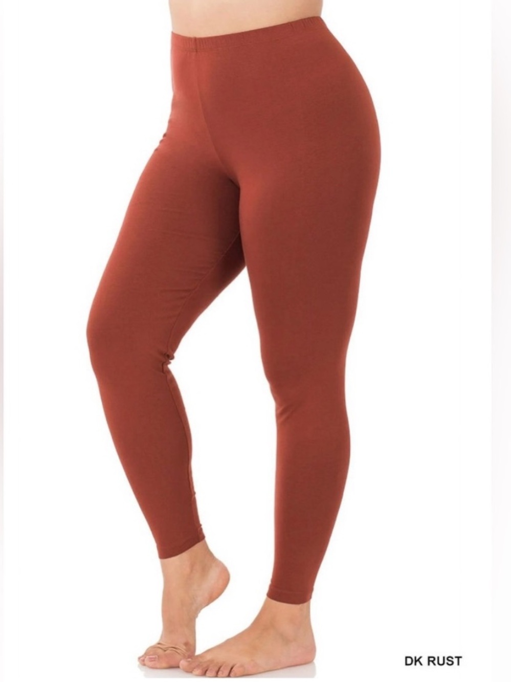 🟠NWT ZENANA Plus Ankle Length Cotton Leggings in Dark Rust
